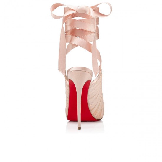 Christian Louboutin Goya Ruban Alta 120mm Crepe Satin Peep Toe Pumps Pink Women