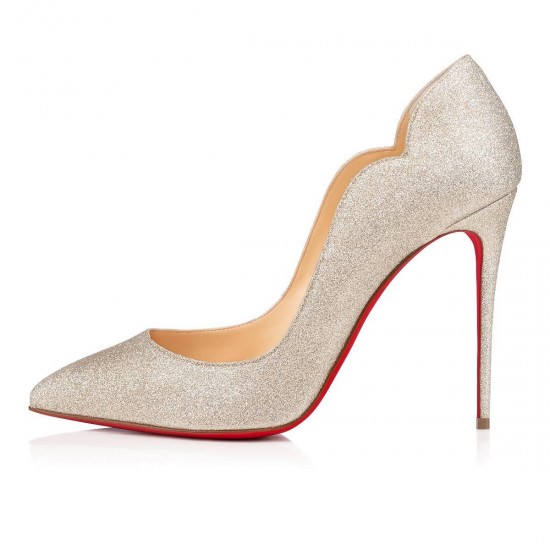 Christian Louboutin Hot Chick 100mm Glitter Glitter Heels Ivory Women