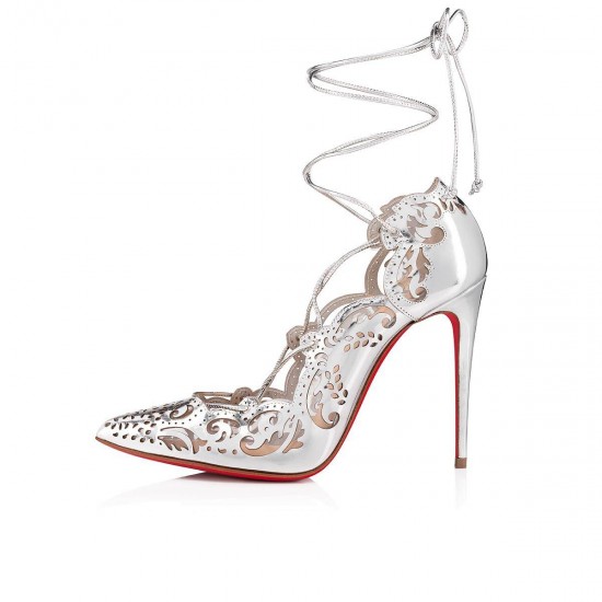 Christian Louboutin Impera 100mm Specchio Strappy Heels Silver Women