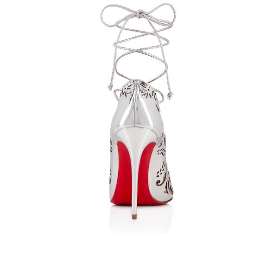 Christian Louboutin Impera 100mm Specchio Strappy Heels Silver Women