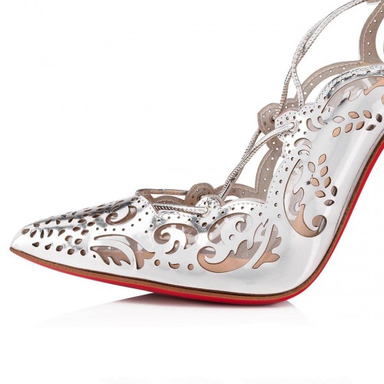 Christian Louboutin Impera 100mm Specchio Strappy Heels Silver Women