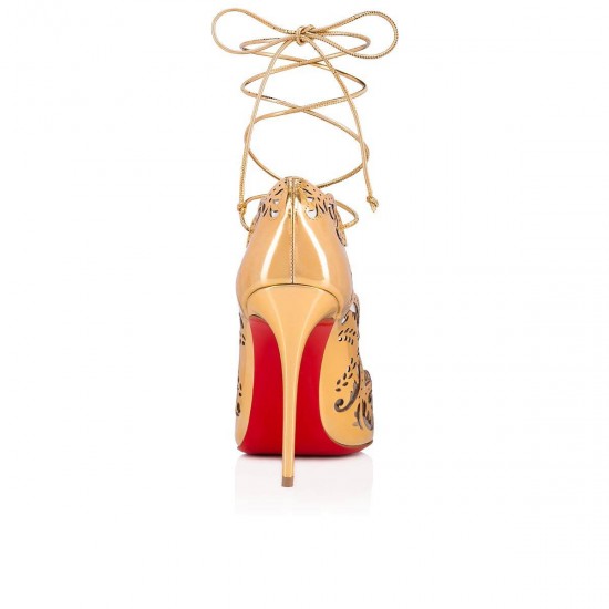 Christian Louboutin Impera 100mm Specchio Strappy Heels Gold Women