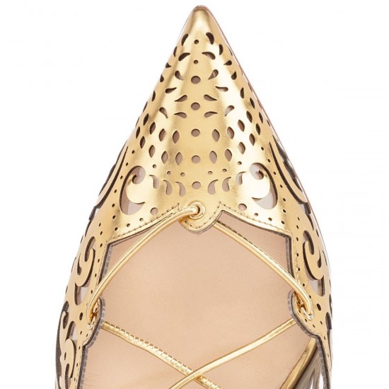 Christian Louboutin Impera 100mm Specchio Strappy Heels Gold Women