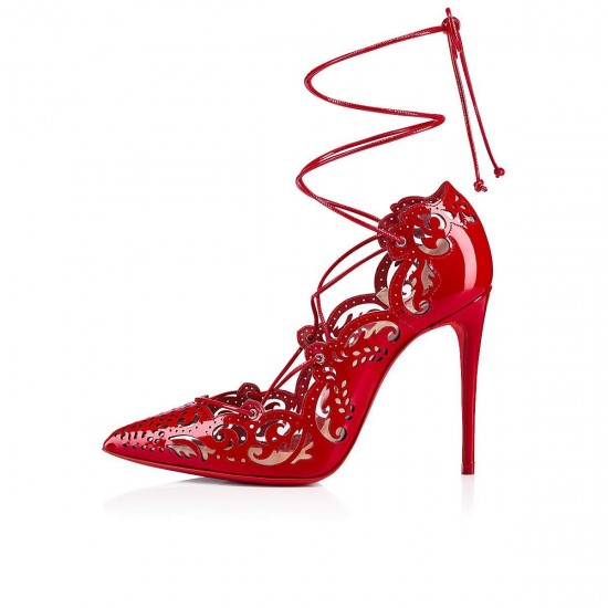 Christian Louboutin Impera 100mm Patent Leather Strappy Heels Loubi Women