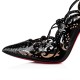 Christian Louboutin Impera 100mm Patent Leather Strappy Heels Black Women