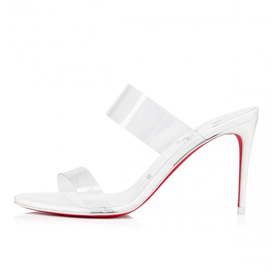 Christian Louboutin Just Nothing 85mm Patent Leather Mules White Women