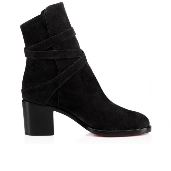 Christian Louboutin Karistrap 70mm Suede Ankle Boots Black Women