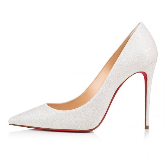 Christian Louboutin Kate 100mm Glitter Mini Pumps White Women