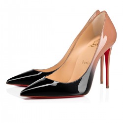 Christian Louboutin Kate 100mm Patent Leather Pumps Black nude Women