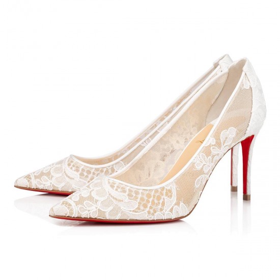 Christian Louboutin Lace 554 85mm Dentelle Lace Pumps Off White Women