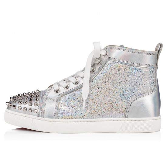 Christian Louboutin Lou Spikes Calf High Top Sneakers White Women