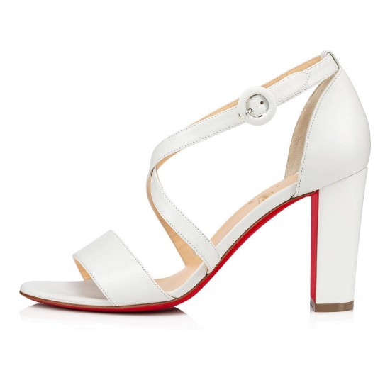 Christian Louboutin Loubi Bee 85mm Leather Sandals White Women