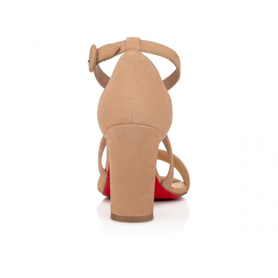 Christian Louboutin Loubi Bee 85mm Suede Sandals Porcelaine Women