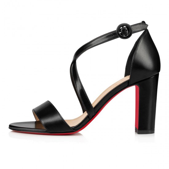 Christian Louboutin Loubi Bee 85mm Leather Sandals Black Women