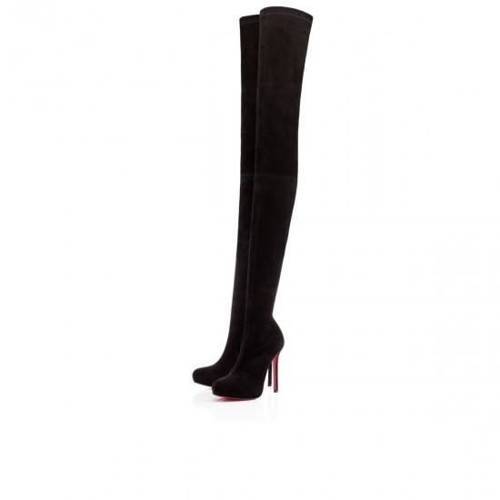 Christian Louboutin Louise XI 120mm Suede Thigh High Boots Black Women