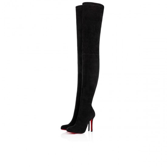 Christian Louboutin Louise X 100mm Suede Thigh High Boots Black Women