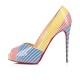 Christian Louboutin Marine Alta 120mm Patent Stripes Peep Toe Pumps Multicolor Women