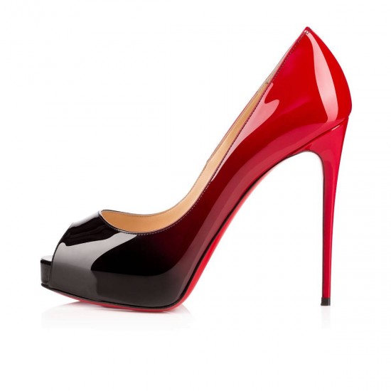 Christian Louboutin New Very Prive 120mm Patent Degrade Peep Toe Pumps Black red/Black Women