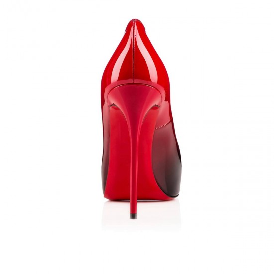 Christian Louboutin New Very Prive 120mm Patent Degrade Peep Toe Pumps Black red/Black Women