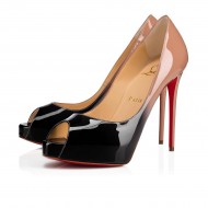 Christian Louboutin New Very Prive 120mm Patent Peep Toe Pumps Black nude Women