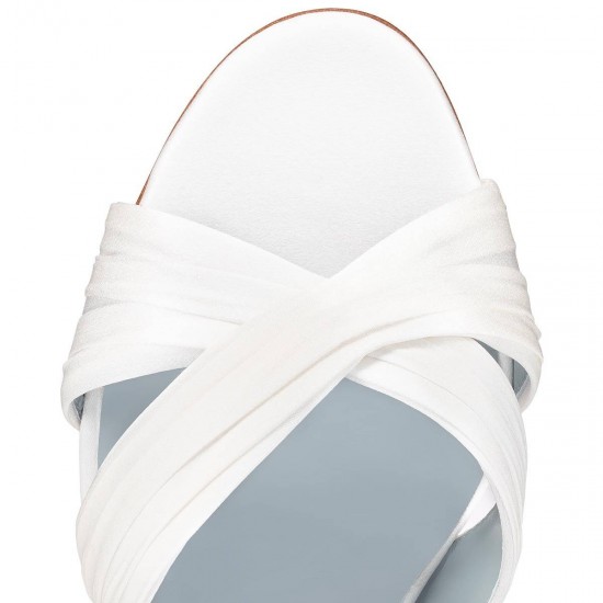 Christian Louboutin Nicol Is Back 85mm Crepe Satin/Satin/Lurex Mules White Women