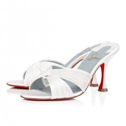 Christian Louboutin Nicol Is Back 85mm Crepe Satin/Satin/Lurex Mules White Women