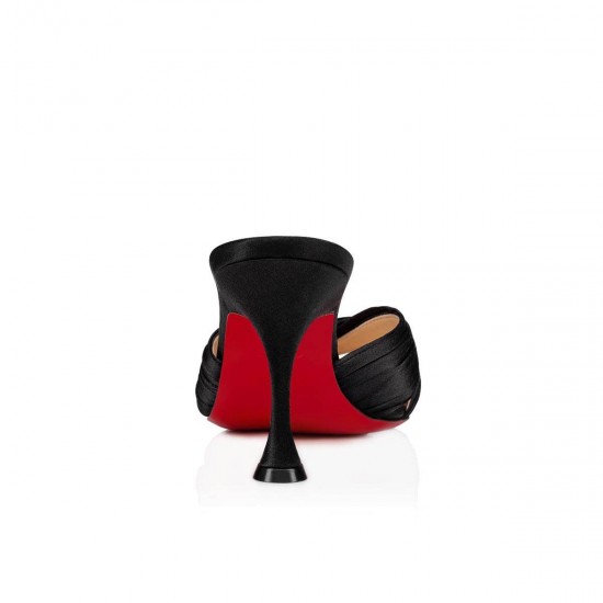 Christian Louboutin Nicol Is Back 85mm Crepe Satin/Satin/Lurex Mules Black Women