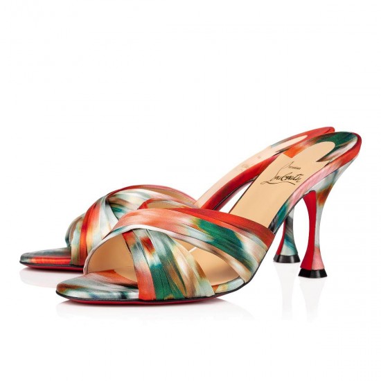 Christian Louboutin Nicol Is Back 85mm Crepe Satin/Satin/Lurex Mules Red Women