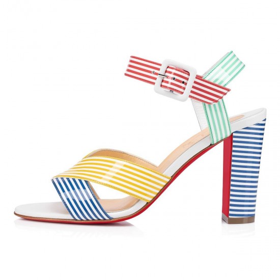 Christian Louboutin Palavas 85mm Patent Stripes Sandals Multicolor Women