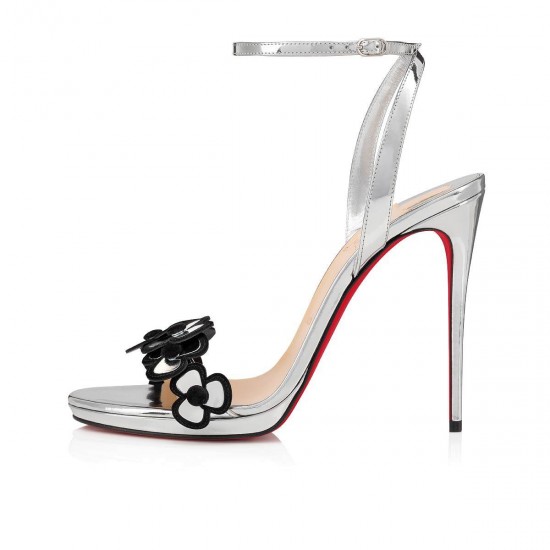 Christian Louboutin Pansy Queen 120mm Specchio Sandals Silver Women