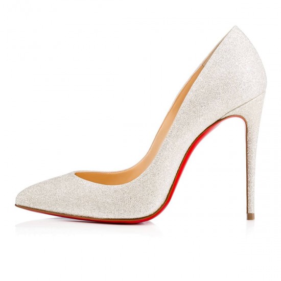 Christian Louboutin Pigalle Follies 100mm Glitter Mini Glitter Heels Ivory Women