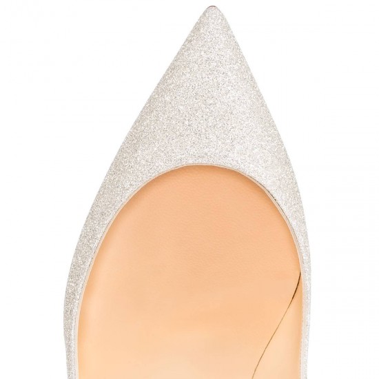 Christian Louboutin Pigalle Follies 100mm Glitter Mini Glitter Heels Ivory Women