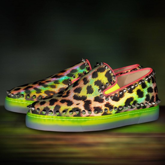 Christian Louboutin Pik Boat Leo Reflex Slip On Sneakers Multicolor Women