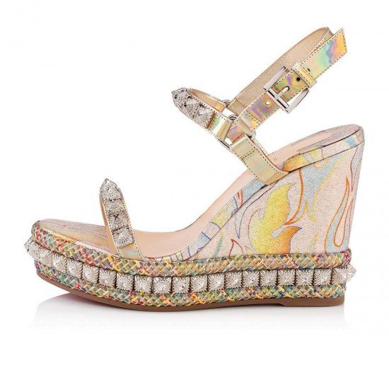 Christian Louboutin Pira Ryad 110mm Lurex Flame Wedges Sandals Multicolor Women