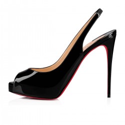 Christian Louboutin Private Number 120mm Patent Leather Peep Toe Pumps Black Women