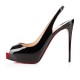 Christian Louboutin Private Number 120mm Patent Leather Peep Toe Pumps Black/Red Women