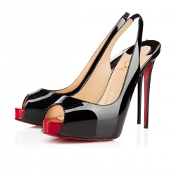 Christian Louboutin Private Number 120mm Patent Leather Peep Toe Pumps Black/Red Women