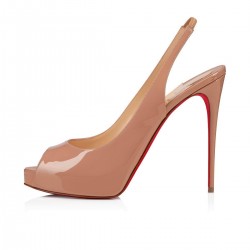 Christian Louboutin Private Number 120mm Patent Leather Peep Toe Pumps Nude Women