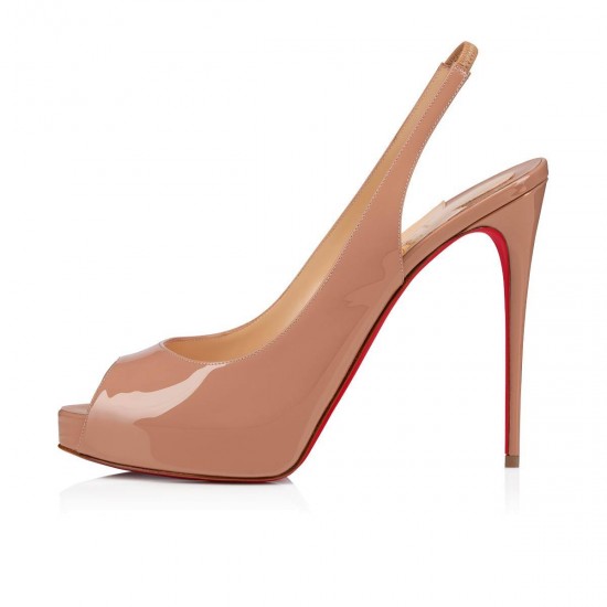 Christian Louboutin Private Number 120mm Patent Leather Peep Toe Pumps Nude Women