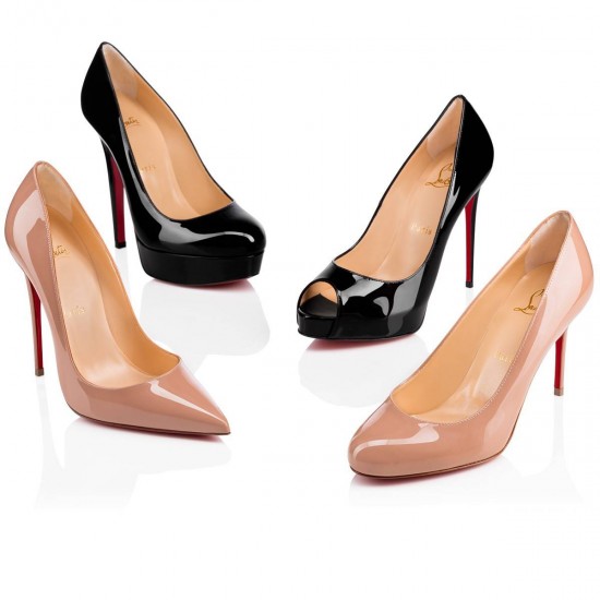 Christian Louboutin Private Number 120mm Patent Leather Peep Toe Pumps Nude Women