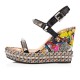 Christian Louboutin Pyraclou 110mm Calf Wedges Sandals Black/Multi Women