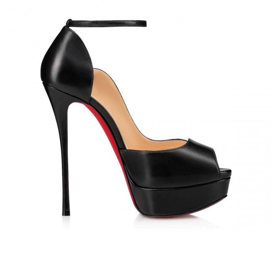 Christian Louboutin Round Chick Alta 150mm Kid Peep Toe Pumps Black Women