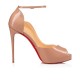 Christian Louboutin Round Chick Alta 120mm Patent Leather Peep Toe Pumps Nude Women