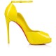 Christian Louboutin Round Chick Alta 120mm Patent Leather Peep Toe Pumps Yellow Women