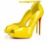 Christian Louboutin Round Chick Alta 120mm Patent Leather Peep Toe Pumps Yellow Women