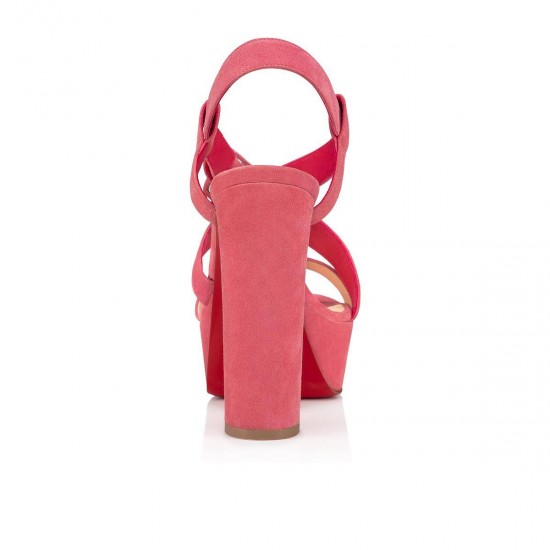 Christian Louboutin Selima Alta 130mm Veau Velours Strappy Sandals Pink Women