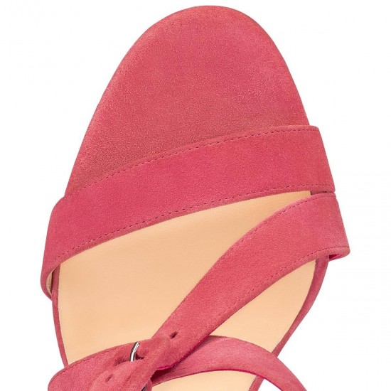 Christian Louboutin Selima Alta 130mm Veau Velours Strappy Sandals Pink Women