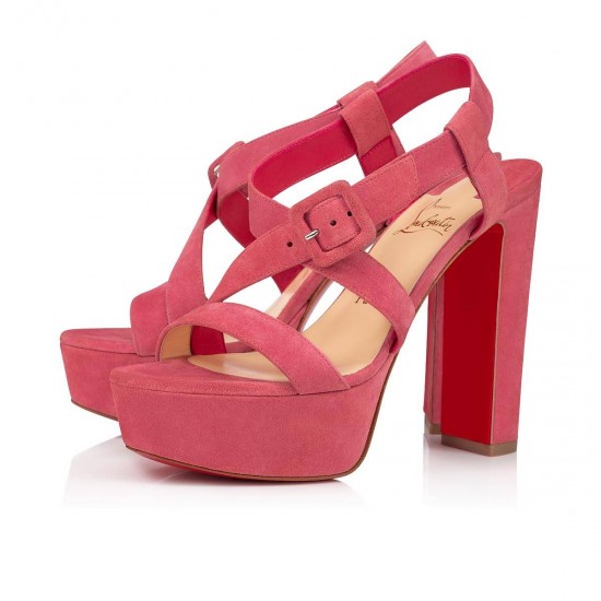 Christian Louboutin Selima Alta 130mm Veau Velours Strappy Sandals Pink Women