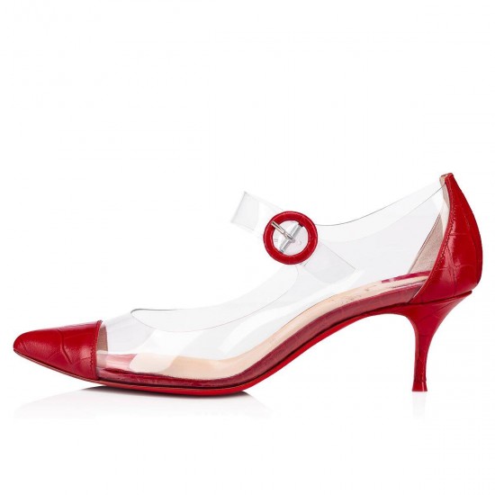 Christian Louboutin So Clear 55mm Calf Ali Pumps Red Women