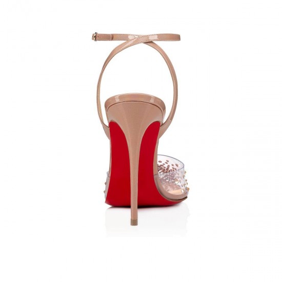 Christian Louboutin Spikaqueen 100mm Pvc Sandals Nude Women